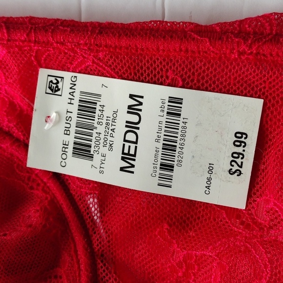 INC International Concepts Sz M Longline Underwire Bra Lace Bustier Red - Picture 4 of 8